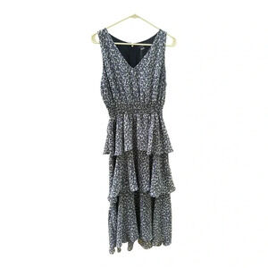 Tommy Hilfiger Blue Floral Ruffle Maxi Dress // Size 14
